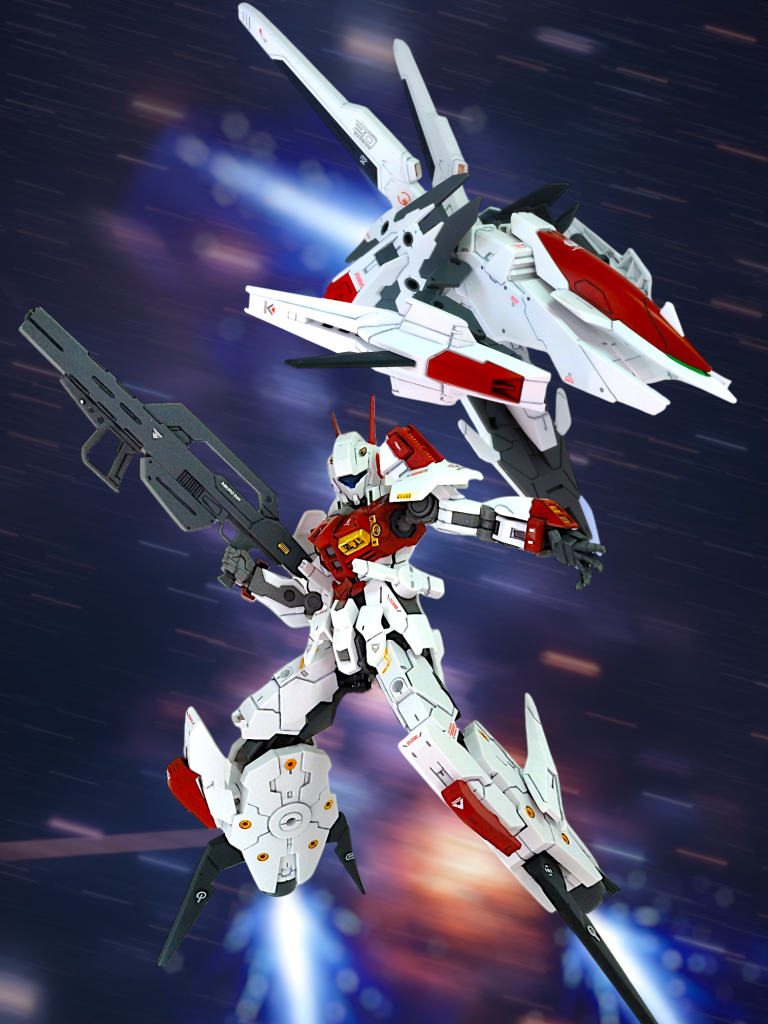 支援メカはガンプラオプションパーツのメテオホッパ－がメイン素材です分離・合体はロマン(gandam-hand2)