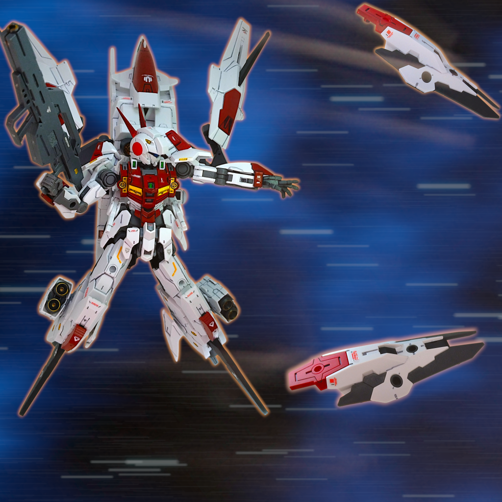 足側面の△はファンネル的な装備RGM79-GMのイメージから、かけ離れたシルエットは「アナザー世界のジム」を表現できたかなと思います