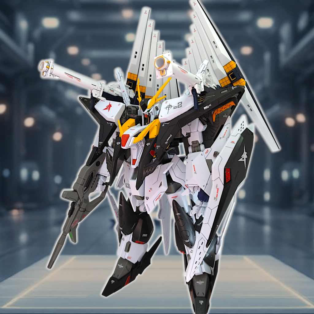 Wフィンファンネル装着クスィーを作るなら絶対にフィンファンネルを付ける!と思っていたので、オプションセットの発売日に並びました武装を増やしたかったので、付属のハイパーバズーカを両肩に架装しました