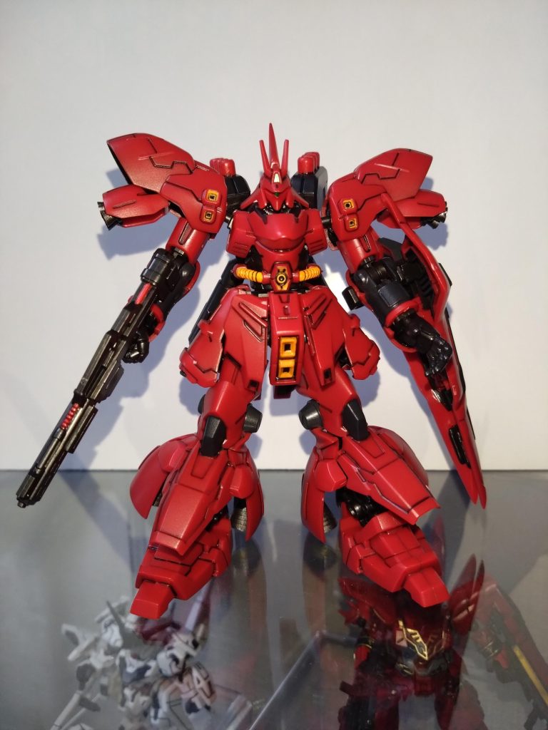 水性ホビーカラーとMr.カラーを筆塗りで部分塗装し、半光沢トップコートで仕上げました。