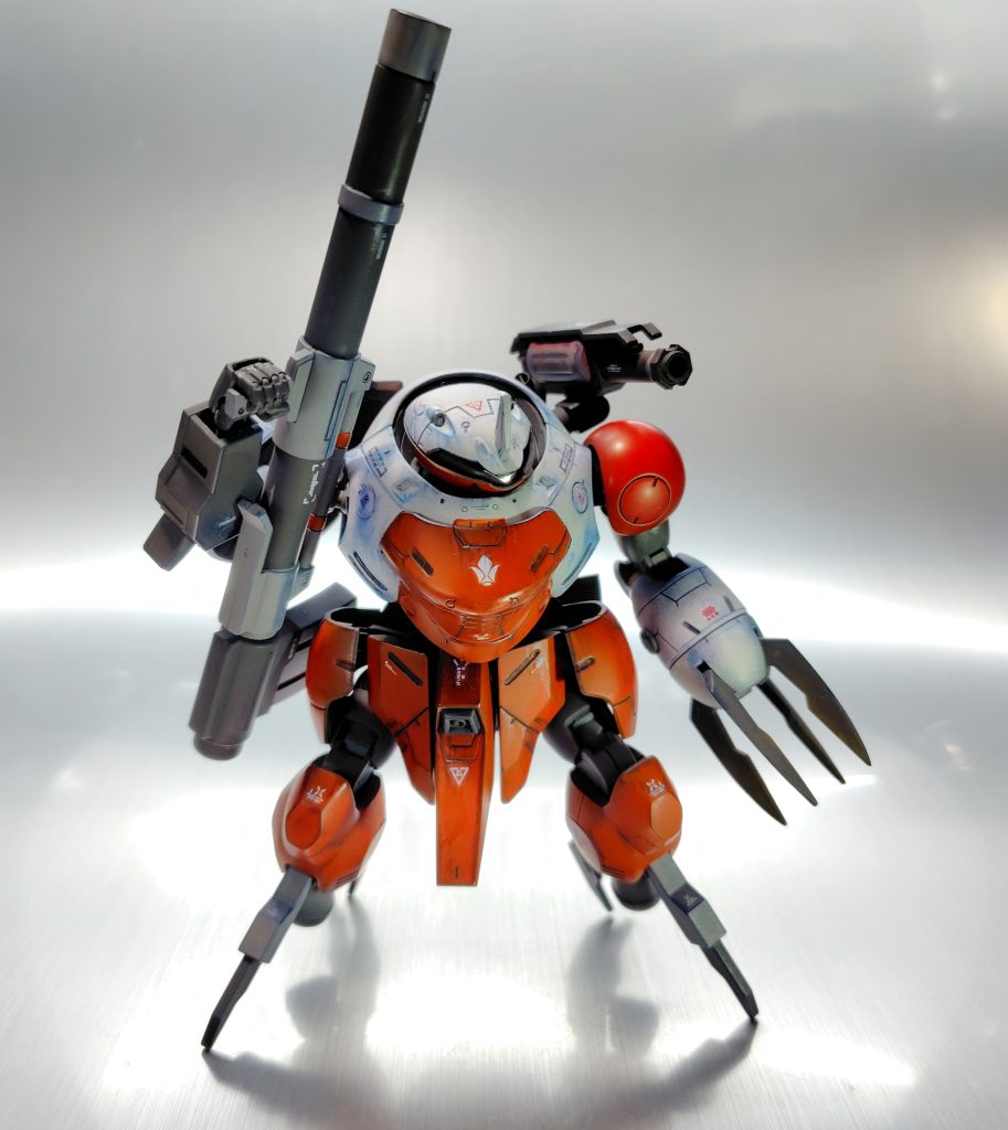 武装は標準装備でハンドガンありますが何故かバズーカが似合うのではないかと思い持たせたところ結構良い感じになってるではないですかね。砲身上に向けてるの好きです。