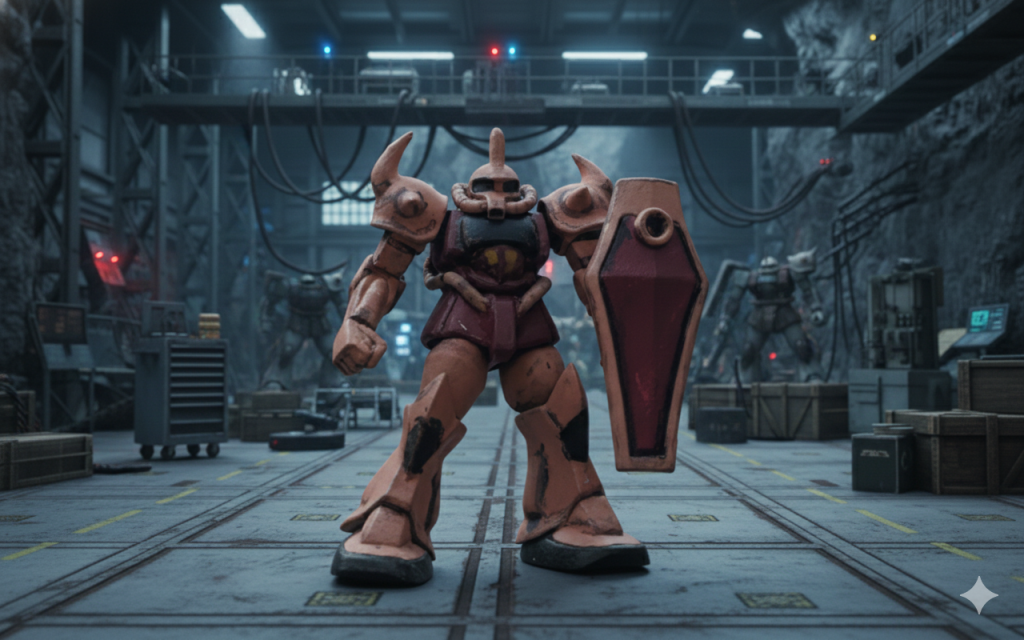 格納庫っぽい背景に。