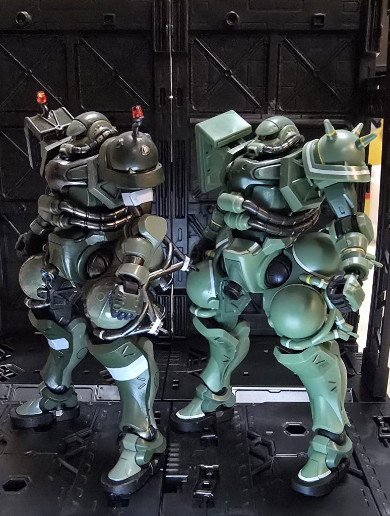 GQuuuuuuXザク(量産機)と。色味が全然違いますね。リアルタイプカラーみたいになってますね(zaku-kao2)