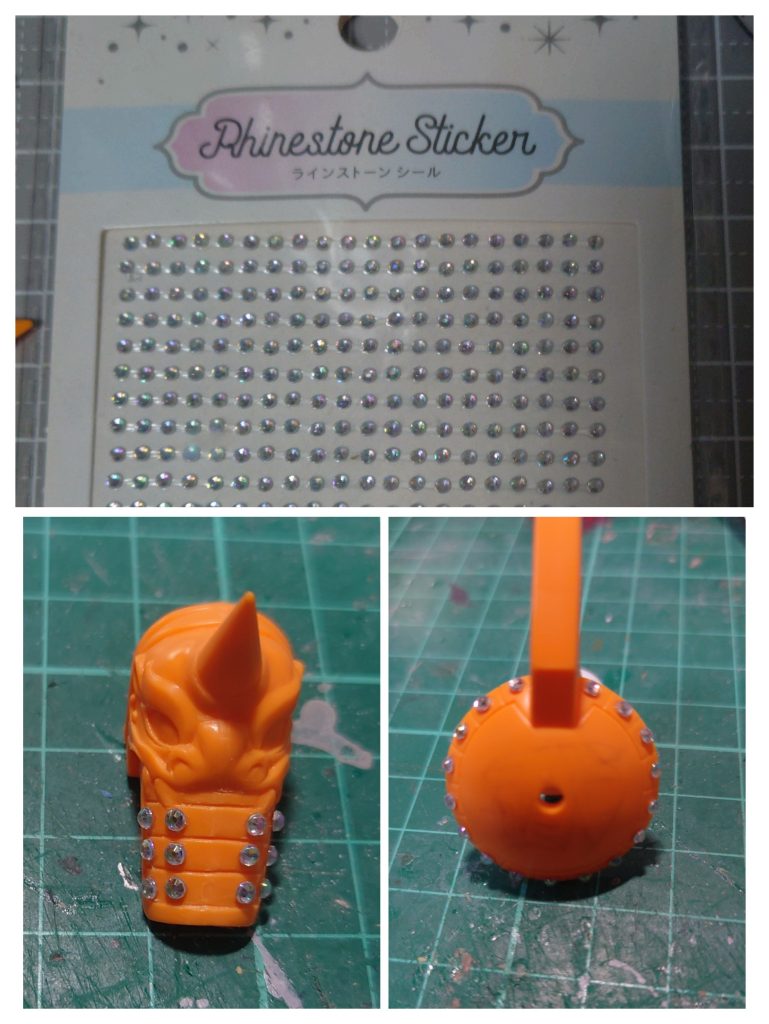 鎧、盾のリベットは100均のラインストーンシールでディテールアップ。