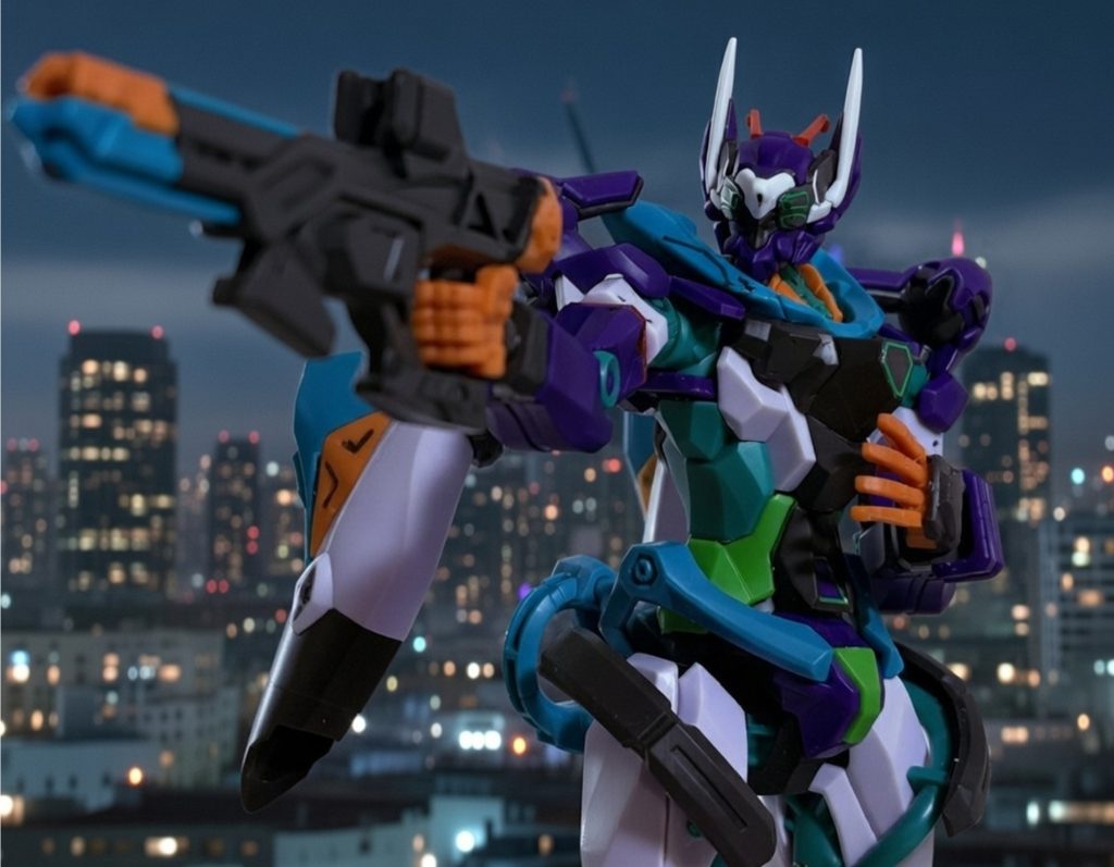 ビームライフルを構える構図。タカの動きはこれまでのデータのおかげで初めからジフレドにインプットされている。