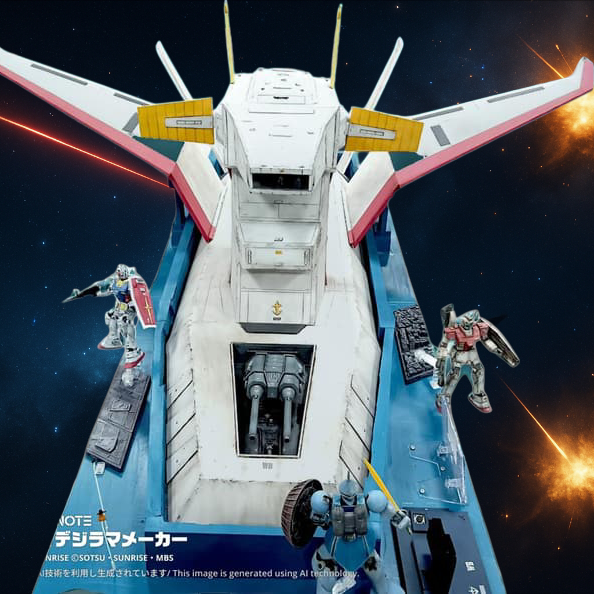 1/144 ホワイトベース デジタル背景によるスケール表現