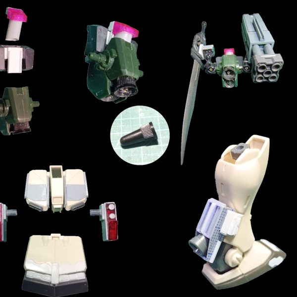 最近、歳のせい＆行き当たりばったり改造のため、やったこと忘れてしまう😓ので、今年はなるべく製作中を投稿しようと思います。2枚目バックパック：サバーニャの余剰パーツとDSO-BLKとプラ材腰のアーマー：フロント3mm、リア4mm延長、サイドはDSO-BLKで脚：キットのバーニアを追加、周辺をDSO-BLKとプラ材3枚目関節：DSO-BLKのボールジョイントを移植。このままでは曲がらないので、腰を2mm(紫のDSO-BLK）延長。首回りも少し削って顎を引けるようにしました。大物はこんなもので、後はスジボリとディテールアップします。HGUCコンプリートの46番はまだ投稿されていないようですが、私が完成する頃には埋まってますね🤔。（2枚目）