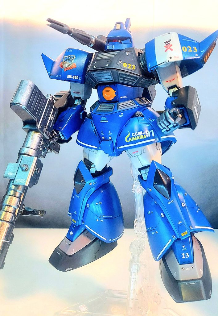 いつも通りのメタルパイプ、マイナスモールド、その他ディテールパーツ、設定画を参考にデカール、細部はアドリブデカールなの(っ ´ロ` )ノチンガード、腰のスモークディスチャージャーかフラッシュバンっぽいモノも再現