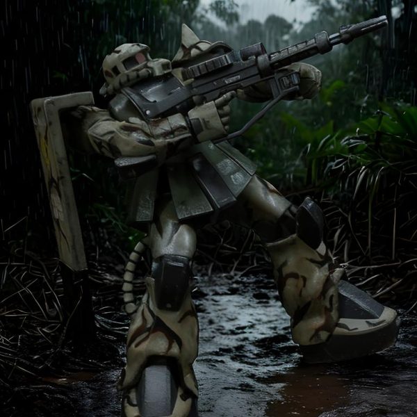 「密林が似合う迷彩ですね」とコメントを頂いたのでデジラマメーカーで合成してみました😁。迷彩柄ってこういう効果なんだって改めて思いました🤔、そして生成AIってスゲーって思いました😄。（4枚目）