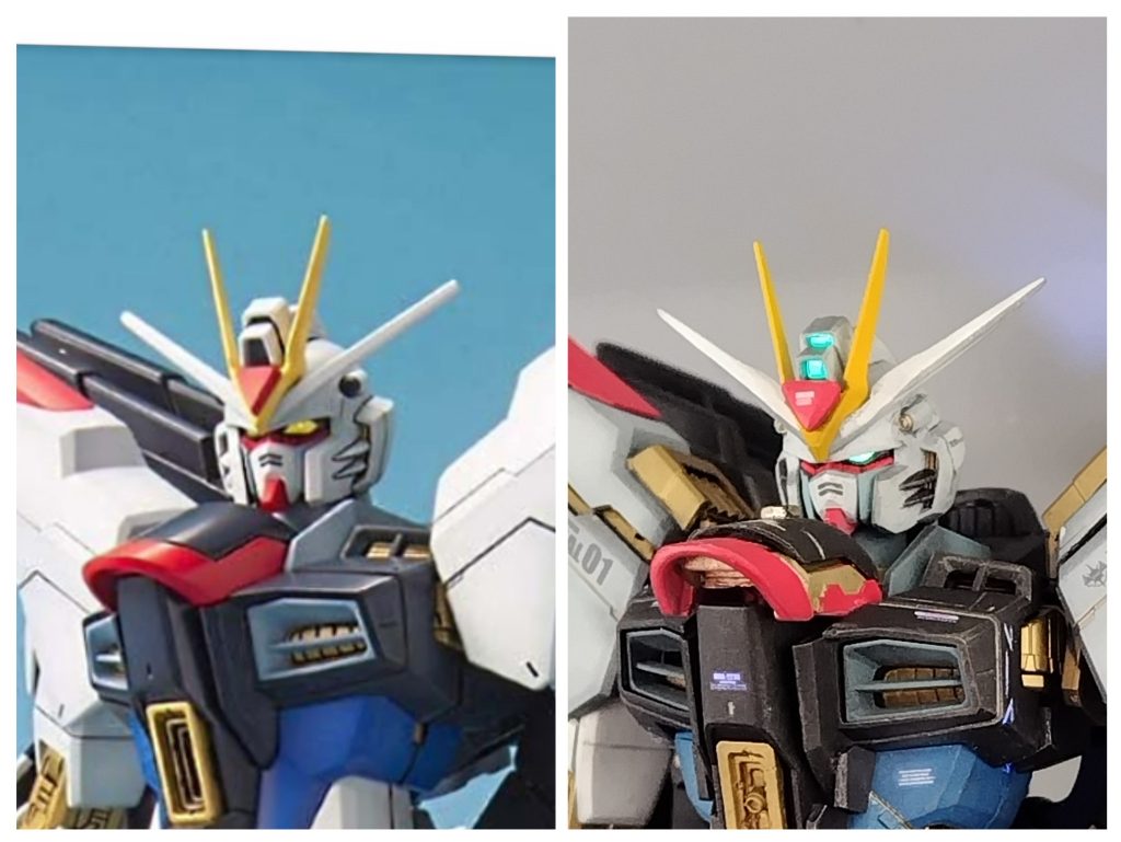 顔の整形頑張りました。耳、額、ツインアイの形状を好みに変更。MGEXを参考にチャレンジしました。😊