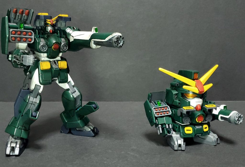 SDのレオパルドと。1/144と同時に製作しました。重火器MS、めっちゃ良いですよね。最後までご覧いただきありがとうございました!