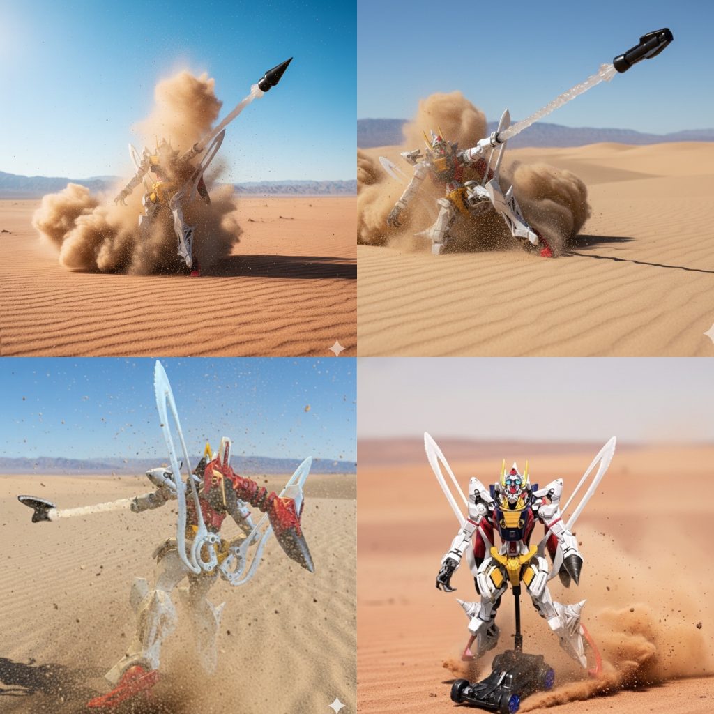 では妄想機体解説です。gMF-kテム・レイがgMF-凸《GGLuuuuuX（読み：ジーガルクス》の2号機として開発した、ケン専用の試作モビルフォース。コア・ブロック・システムの採用を含む基本構造は、1号機であるGGLuuuuuXと共通している一方、バードラーと呼ばれる頭部(ヘッド・チェンジ前)、背面スラスターと胸部マシンガン付シールド、両肩・両足の形状、左手のドリル、白を基調としたカラーリングが相違点となっている。また、ヘッド・チェンジを搭載されているGG LuuuuuXに対し、《強化新型Gun・Regal（読み：ガンガル）》もヘッド・チェンジと並ぶ特殊な機構を搭載しているとされるが、詳細はガイドス人民政府軍の中でも最上位の軍事機密となっており不明である。強化新型ガンガルとその特殊なヘッド・チェンジは、ヘッド・チェンジ以外に時空転送装置により陸・空を走る装備や左手の特殊武器(カッターハンド、ドリル、リーマー)を瞬時に蒸着(0.05秒)、発射できる。ただし、その起動にはケンと同じ特殊な能力を持つパイロットが必要であるとされる。