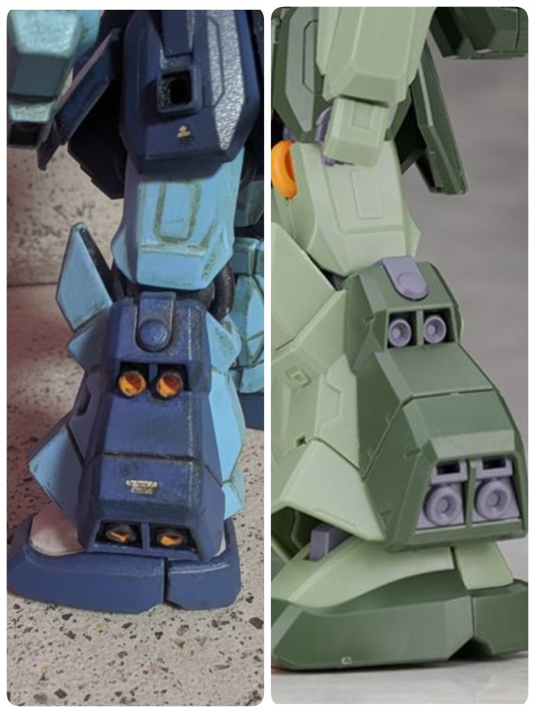 【変更点】脚部スラスターはノーマル比15%ほど推力が強化されている設定です。脚部スラスターはコトブキヤのバーニアに置き換えておりますが、あまり目立ちませんな😅😅😅