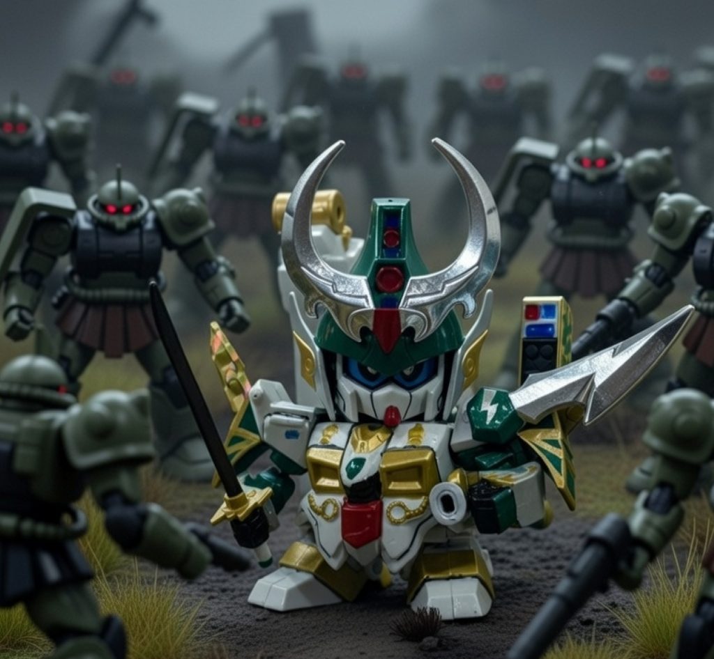 雷鳴「不意打ちとは下品な！！」敵の軍勢と戦う構図もデジラマ化した。脳内BGMは「哀・戦士」で。