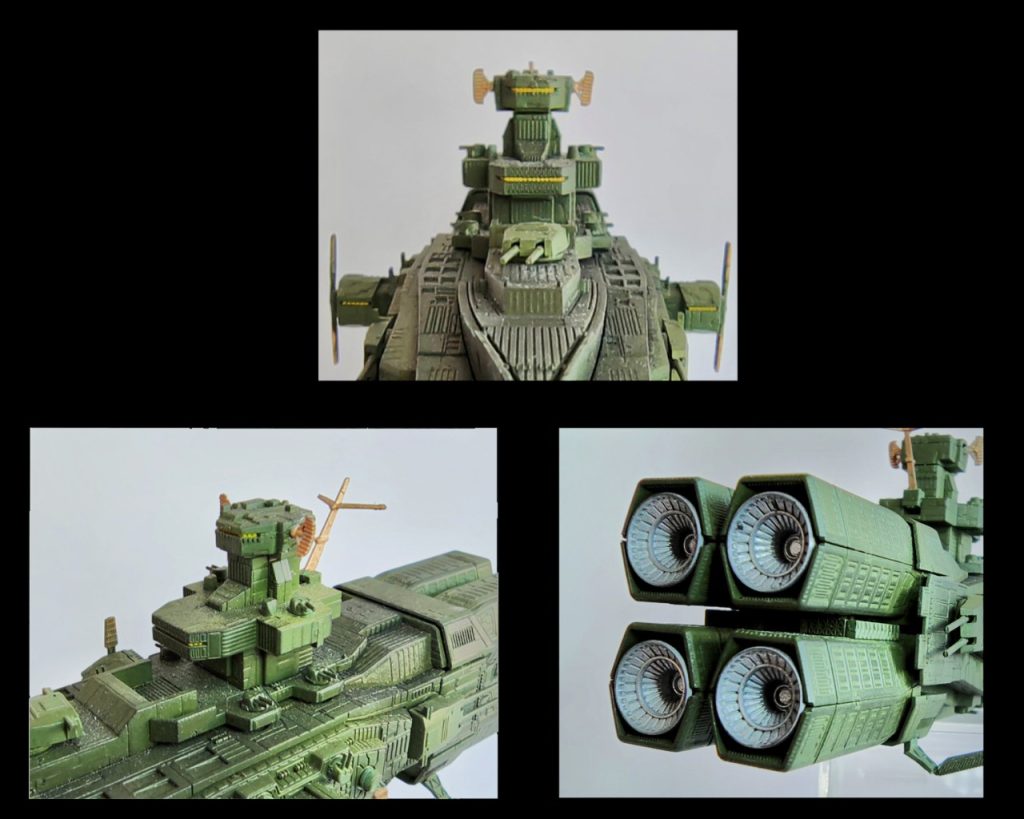 艦橋の耳みたいなアンテナをなくし、急遽ノアズ・アークで使った他のメーカーの艦船改造パーツで代用。スミ入れとウェザリングはマーカーでやると果てしないので削ったパステルを使用し筆で叩きます。粉っぽさに艶消しを吹くとマットな仕上がりになります。ではここで皆様にご報告です！2026年最初のニュース、それは〜っ!!!?　&nbsp;&nbsp;なんと〜っ!!!?&nbsp;&nbsp;&nbsp;&nbsp;