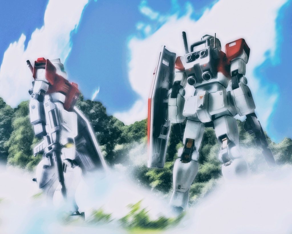 「今日は数が多いな…、これで三便目だ」ジャブローの地上守備隊のジムが空を見上げる。今いる場所は宇宙港からそこそこ距離があったが、その風圧と煙はそこまで届いた。「マゼランがいましたね、艦隊旗艦でしょうか?」「さあな、だが今日は特に多い。ティアンム中将の第二艦隊かもしれん」「宇宙での決戦か…、俺達はここにいて良いんですかね?」「…なにがだ？」「なにがって宇宙で仲間が戦うのに、俺達はこの地べたを這いずり廻っていていいのかって事ですよ」「…お前は死にたいのか?」「そうじゃないですけど…、なんていうかその」部下であるジムのパイロットは上手く言葉では言えず口籠る。「余計な事は考えるな。自分達は自分達で与えられた任務を果たせばそれでいい。でなければお前も魂を持っていかれるぞ」