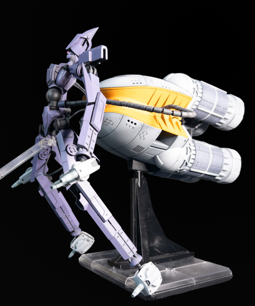 ブースターとMS本体の作成が必要なので、HGキット２体分作成しているかのような錯覚を受けました変形機構を実装するか悩みましたが何事もチャレンジ！おかげさまで初変形シーンの再現も楽々です☺️