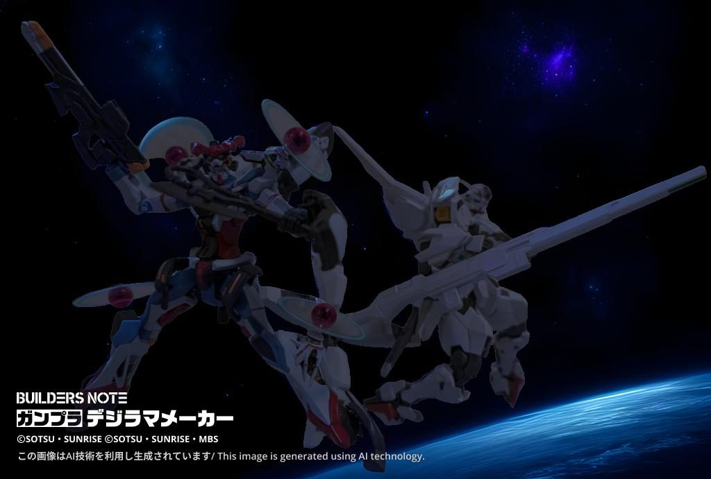 最後は、コチラも「デジラマ生成」させたキャリバーン＆ジークアクスです。今年はGUNSTA＆ビルダーズノートで頑張って投稿しましので、よろしくお願いします（ーー）