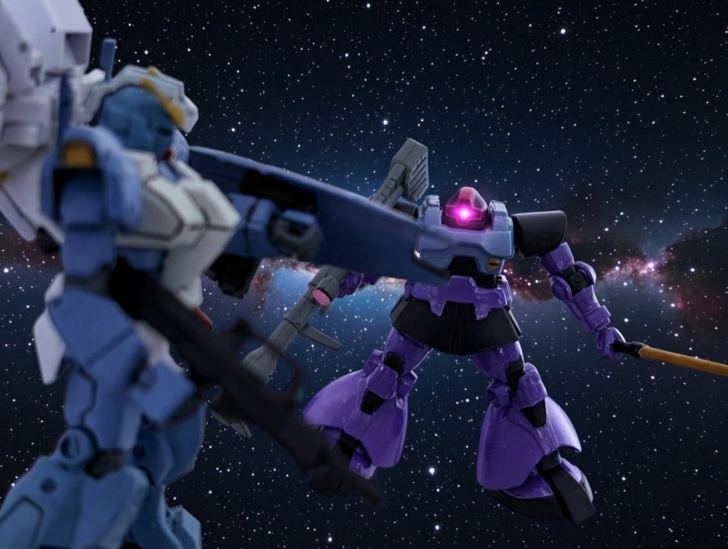 アサルトキングダムのリック・ドムと対決。サイズ的にアサキンがベストマッチだった(zaku-kao5)