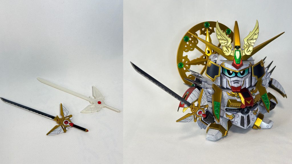 隼王神。刀先をシャープ化し、宝玉部分はUVレジンで宝玉化しています。