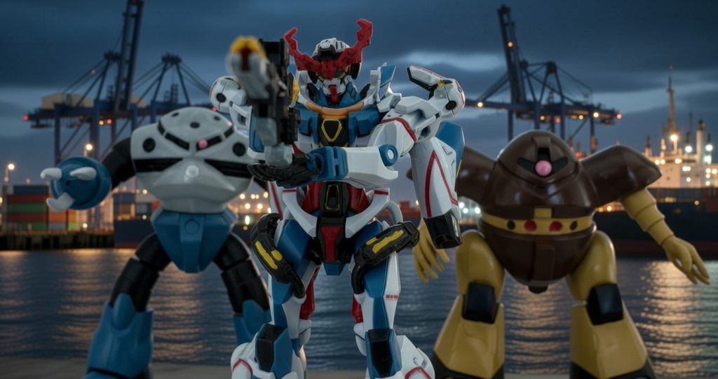 マチュとニャアン、お互いがじりじりと銃を向ける。