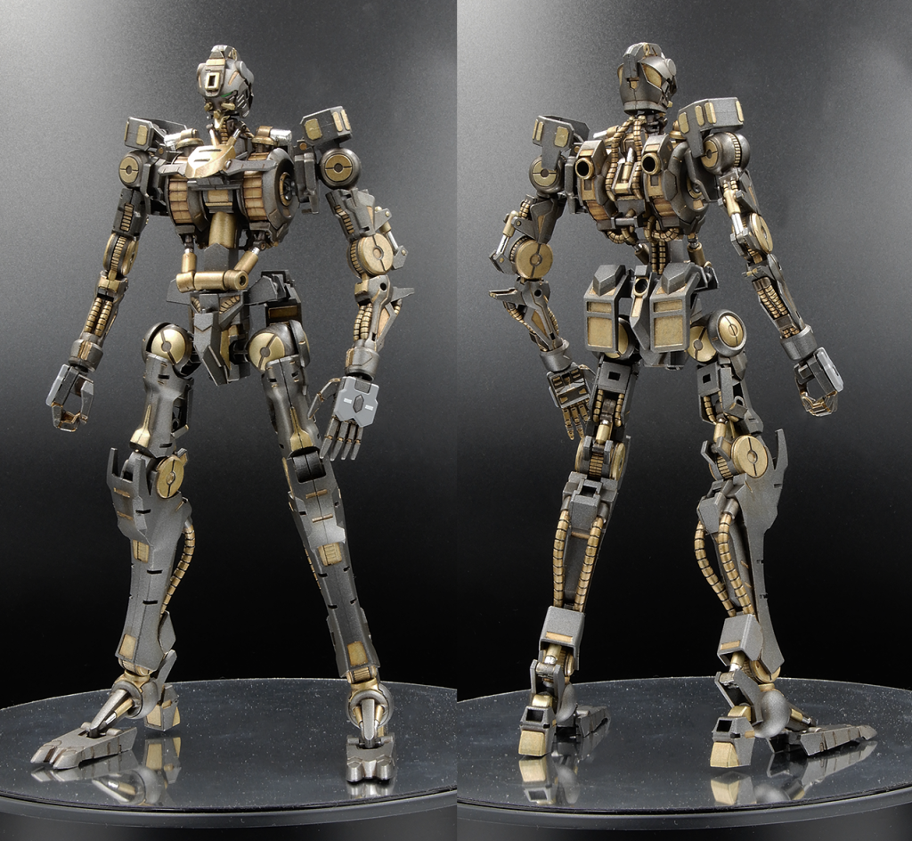 工作・腹部シリンダー穴拡張（アルミテープ巻いても動作できるクリアランス確保）・メカ部にテトロンシール重ね張りディティール追加