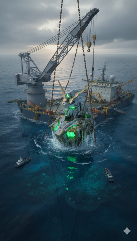 そして、引き上げられました！ジークアクスで話題になったシャロンの薔薇引き上げみたいにしようかとも思いましたが、そこまではできませんでした。(gundam-kao9)