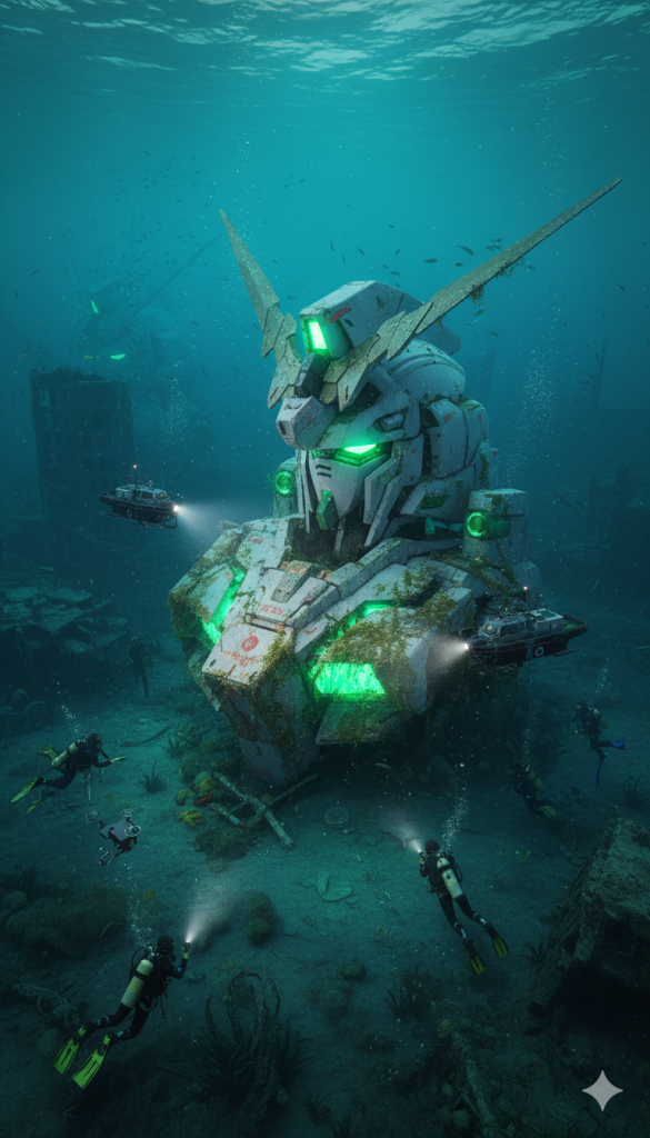 海底で発見されました！なぜか奥にもう一つありますね。(gundam-kao5)