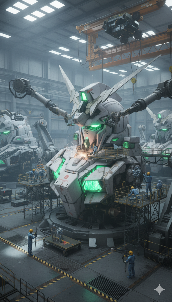 工場で製造されているイメージで。