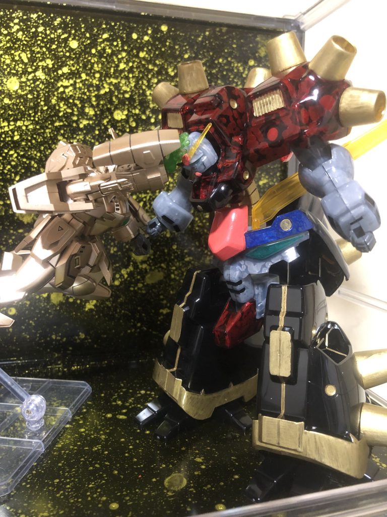 デビルガンダム　クリアパーツ裏ラップ塗装