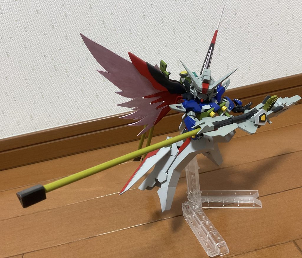 hgの箱絵っぽいポーズです。以上SDEXデスティニーガンダムspecⅡ&ゼウスシルエットでした。最後まで見ていただきありがとうございました。