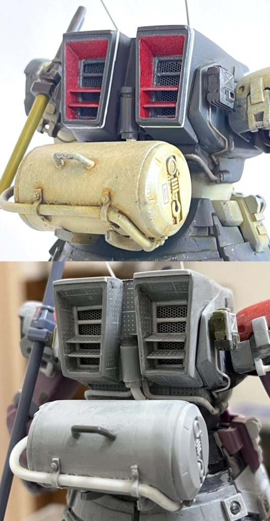 バックバックと両脚の排気口にもメッシュのエッジングパーツをはめ込んでます。