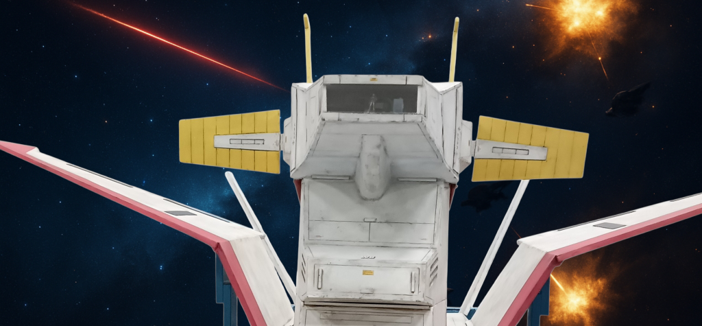 煽り気味のアングル。