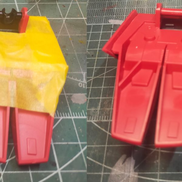 RE/100ヤクト・ドーガ(クェス機)に着手組み心地はHGでサクサク作れるが、如何せん大味なので改修のしがいがありそうパーツが大きい分ヒケが凄いので、改修しながら整面している 手始めにバランス調整腹を4ミリ、首を1ミリ延長して今風のスタイルと顎引きがしやすいように改修立たせた際につま先が浮くのが気になっていたため、干渉するモールドを削り落とし、プラバンで仮設置ついでに踵を1ミリ延長することで、着地時の安定性をなんとかした腰サイドアーマーは元のままだとトラブルが多そうだったので、ポールジョイントへ換装その影響でリアスカートの隙間が目立ったので、埋めてボロ隠しをしている大まかな形はできたので、いじっていく(4枚目)