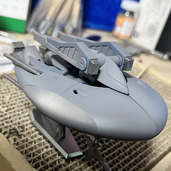 RGブラストインパルスの対としてHGのアビスガンダムを改造中顔がbsだったのでちょっとメリハリ利かせるようにしてます。胴体延長と関節部分の可動域を増やすためにEGストライクに犠牲になってもらいました。（4枚目）