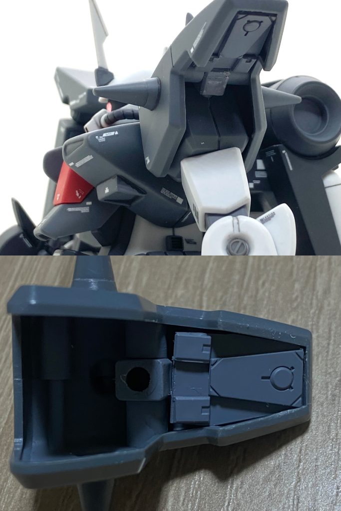 左肩のショルダーアーマーの裏側だけはモロにダボが見えていたのでディテールアップパーツ付けたプラ板貼ってます。