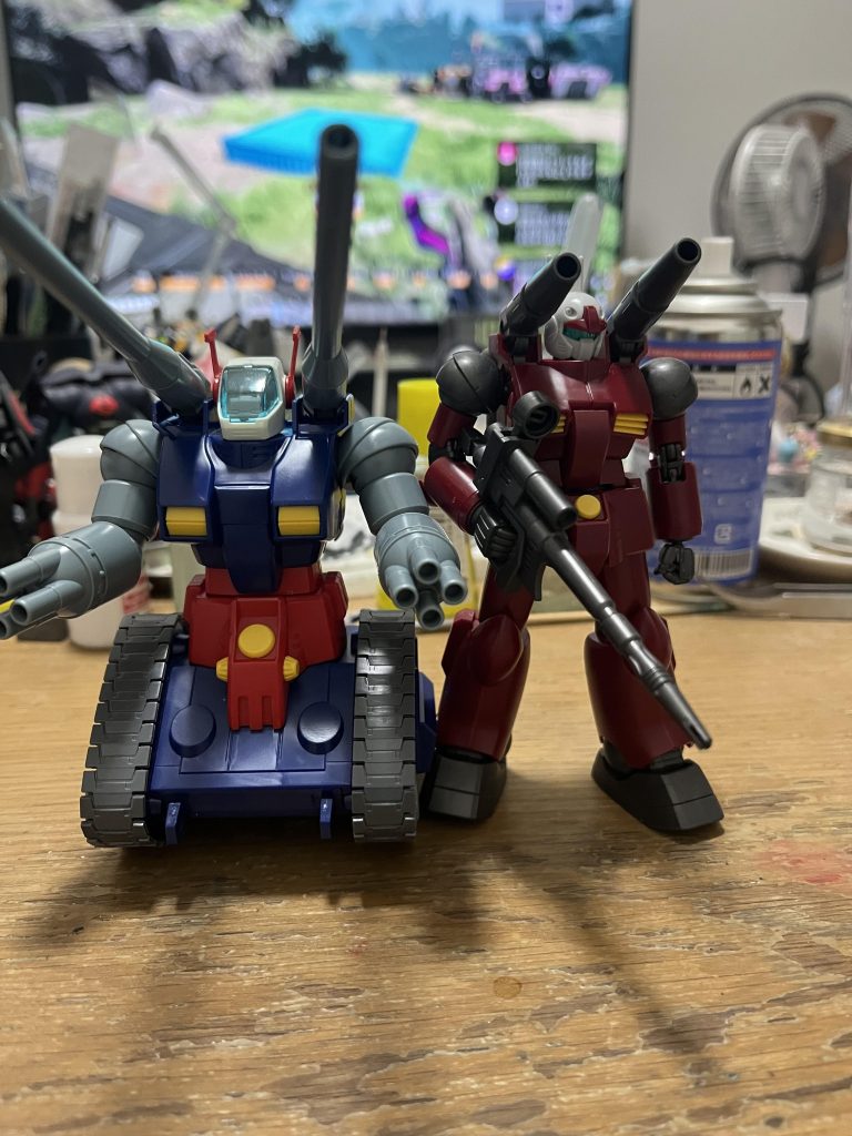 仮組み時、当初同時に作るつもりだったキャノンさんとタンクでかい。