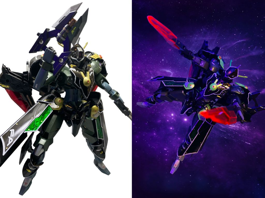 背部に装備されたマントの様な大型フライトユニットは、本機の運用する複合型GUNDビット「ゼルギウス」であり、切り離しての運用や、7つに分離させてビットステイヴとしての全周囲攻撃も可能である。またこれからのビット自体が、ミカエリス・ノームの手持ち武器として使用可能であり、ブレードピストル、キャノンジャマダハル、ビームソード「エタルド」「ラグネル」といった多彩な兵装を装備する。さらに、再合体させることにより出現する巨大ビームソード「オルティナ」は、本機最強の大型武装であり、あらゆる攻撃を切り裂きつつ敵を薙ぎ払う必殺の一撃を放つ。