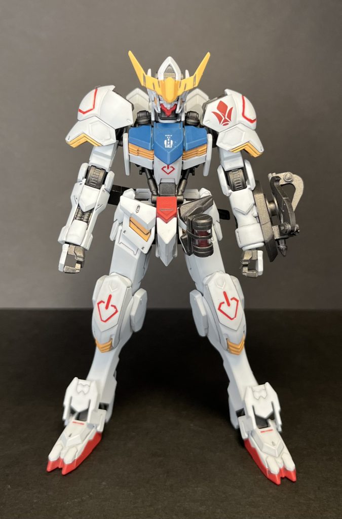 バルバトス自体は合わせ目消し、ゲート処理など基本工作のみで改造等はしていません。塗装は水性ホビーカラーでGQのカラーを使い基本的にはバルバトス準拠で塗装してます。(バックパックなど一部塗ってませんが)