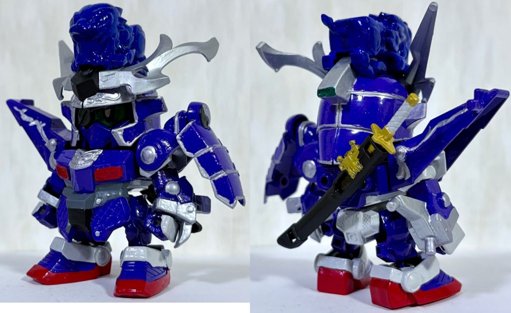 武者烈伝の農丸は元々優秀なキットなので特に改造はしておらず、ストレートに組み立てるだけにした。背中には烈火武者頑駄無の刀を装備させている。