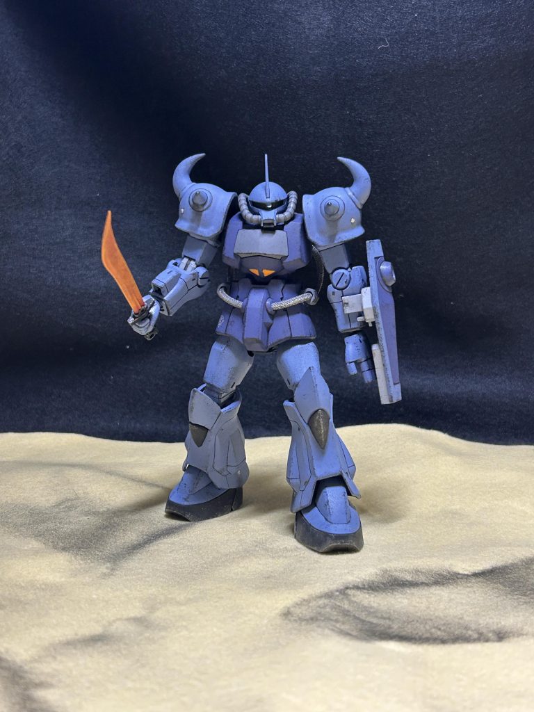 コンセプトは古兵（ふるつわもの）です。色味やウェザリングの調子などで、原作より落ち着いた、ある意味土臭い仕上げを目指しました。