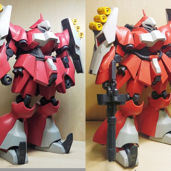 RE/100ヤクト・ドーガ(クェス機)に着手組み心地はHGでサクサク作れるが、如何せん大味なので改修のしがいがありそうパーツが大きい分ヒケが凄いので、改修しながら整面している 手始めにバランス調整腹を4ミリ、首を1ミリ延長して今風のスタイルと顎引きがしやすいように改修立たせた際につま先が浮くのが気になっていたため、干渉するモールドを削り落とし、プラバンで仮設置ついでに踵を1ミリ延長することで、着地時の安定性をなんとかした腰サイドアーマーは元のままだとトラブルが多そうだったので、ポールジョイントへ換装その影響でリアスカートの隙間が目立ったので、埋めてボロ隠しをしている大まかな形はできたので、いじっていく(2枚目)