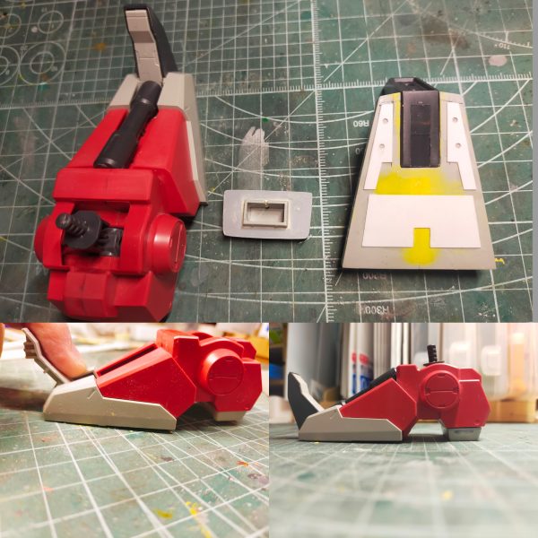 RE/100ヤクト・ドーガ(クェス機)に着手組み心地はHGでサクサク作れるが、如何せん大味なので改修のしがいがありそうパーツが大きい分ヒケが凄いので、改修しながら整面している 手始めにバランス調整腹を4ミリ、首を1ミリ延長して今風のスタイルと顎引きがしやすいように改修立たせた際につま先が浮くのが気になっていたため、干渉するモールドを削り落とし、プラバンで仮設置ついでに踵を1ミリ延長することで、着地時の安定性をなんとかした腰サイドアーマーは元のままだとトラブルが多そうだったので、ポールジョイントへ換装その影響でリアスカートの隙間が目立ったので、埋めてボロ隠しをしている大まかな形はできたので、いじっていく(3枚目)