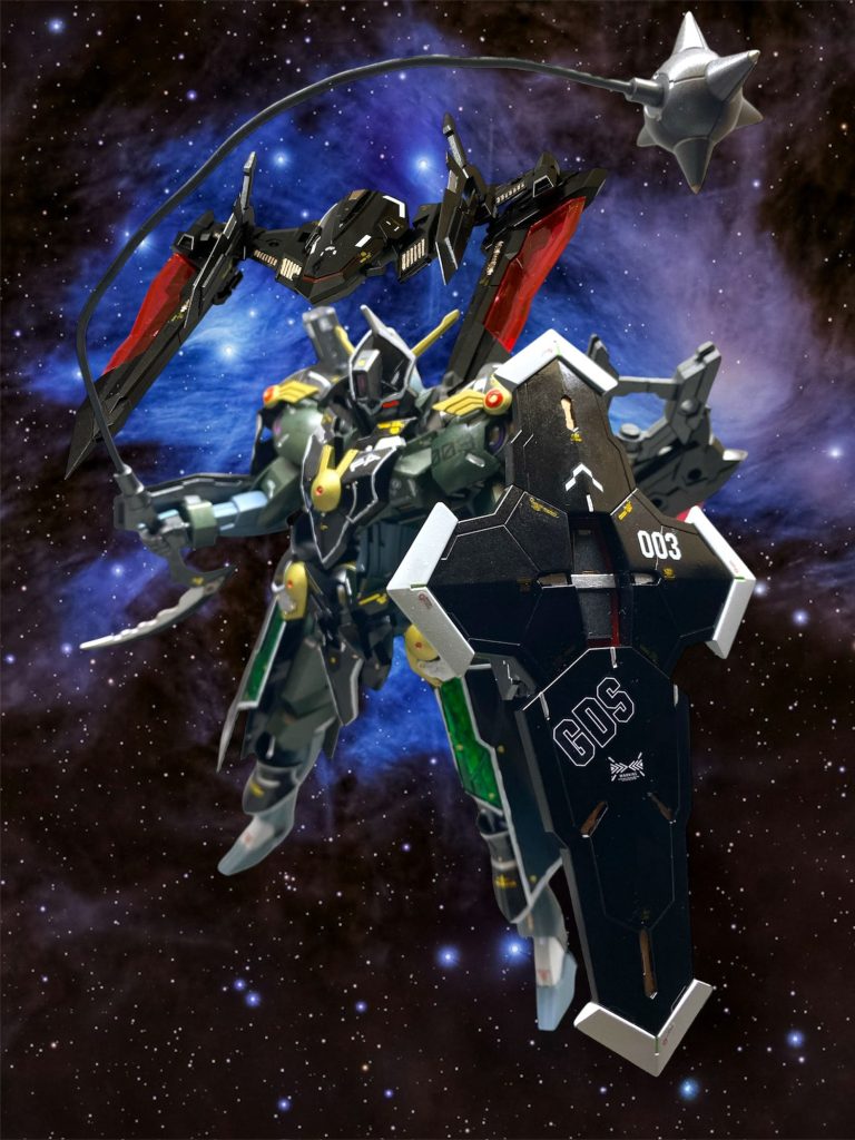 その他にも、ワイヤーハンマー「トール」、ビームサーベル付きショートシールドなど、死角の無い武器を装備した本機は、突如として現れた漆黒の騎士の愛機として前大会を無傷での優勝し、今回の仮面武闘会においても他を圧倒する強さを見せつける。