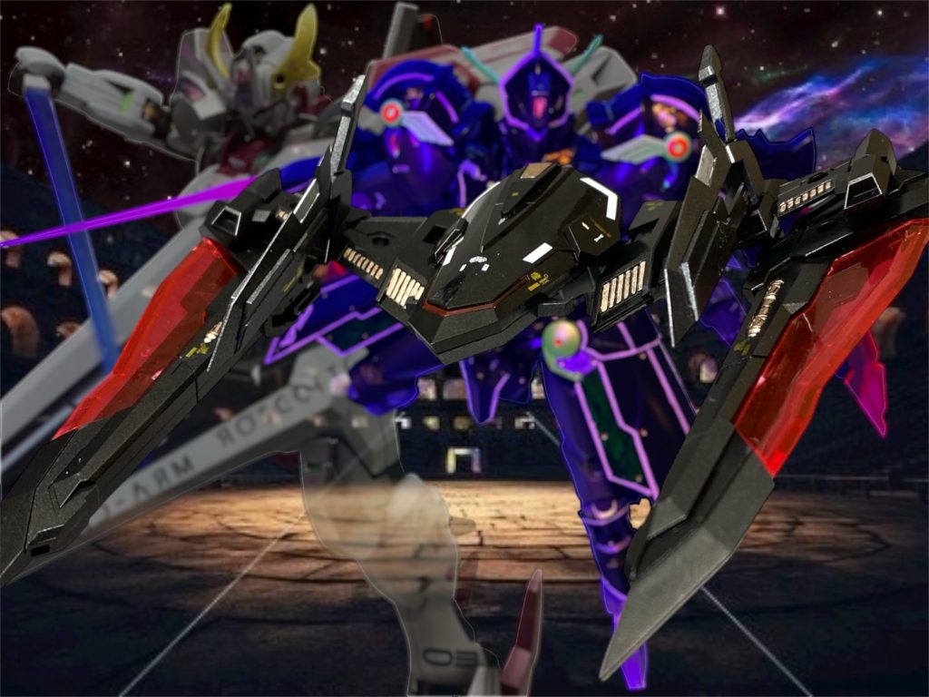 「イイダロウ。貴公ノ力量ヲ認メテ、我ガ眷属ノチカラ解放スル！」&nbsp;ミカエリス・ノームのシェルユニットに赤い光が疾って、背中の大きなフライトユニットが独立機動を始めた。&nbsp;「GUND-ARM！？あのユニットはガンビットだ！攻撃が来る！！」&nbsp;フライトユニットだったバックパックは幾つかのビットステイヴに分離して襲いかかってくる。ローゼッテもエスカッシャンを展開し、ビット同士の激しい応酬は、闘いをさらに派手なものへと変えていった。