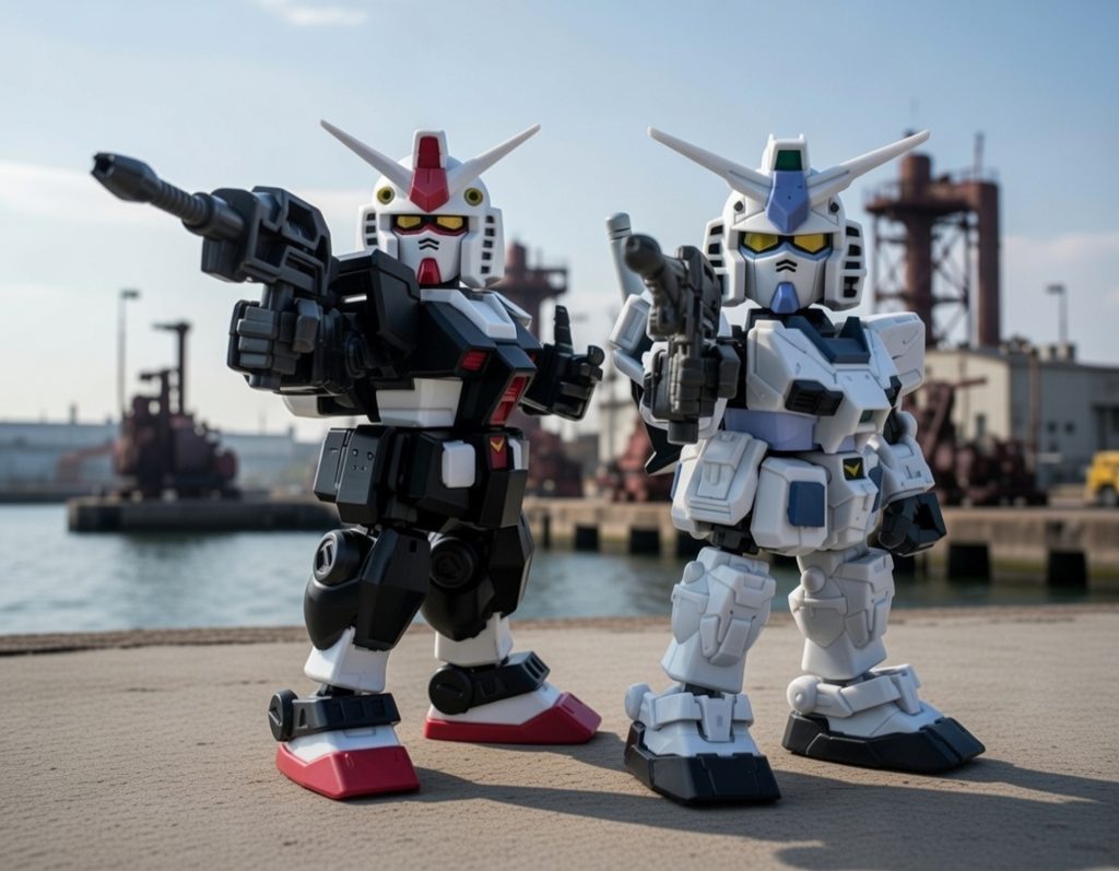 G3とのツーショット。言うまでもなくプロトタイプはタカ（舘ひろし）、G3はユージ（柴田恭兵）である(zaku-kao5)