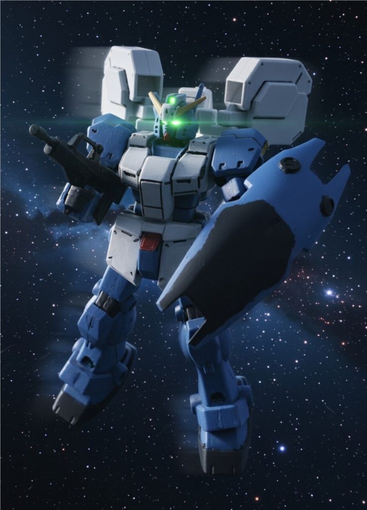 宇宙に飛び立つヘイズル。スピード感を表すために残像表現をしている。