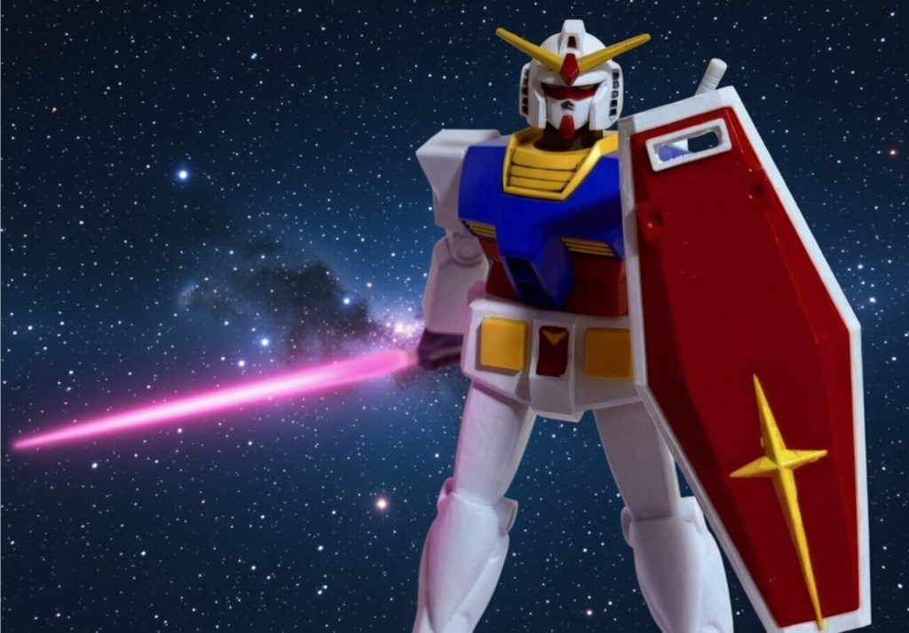 OPのビームサーベルの構え。