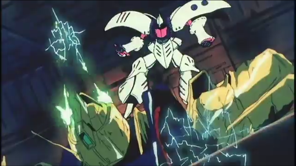 Z最後の名シーン。この後、業火に飲み込まれる両機。もしもハマーンが業火に包まれながらもシャアをかばい脱出、改心してハマーンの軍門に降っていたら、、、その後は〜という妄想で機体を作ってみました。