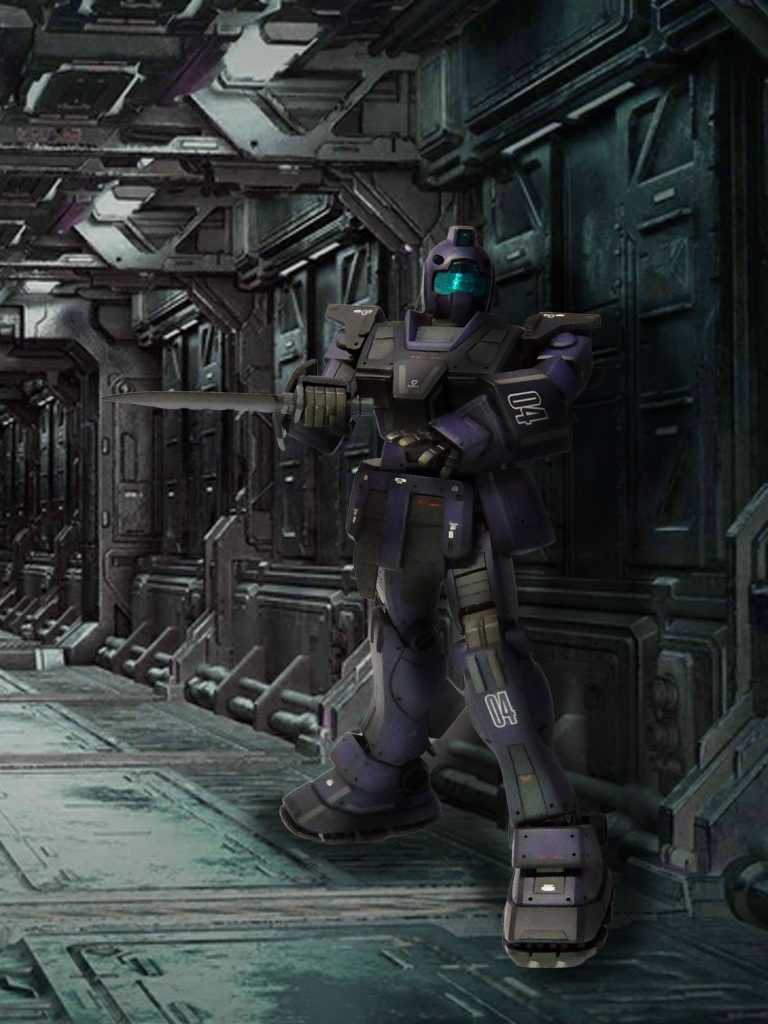 「闇に紛れて敵地侵入」って感じの合成です。